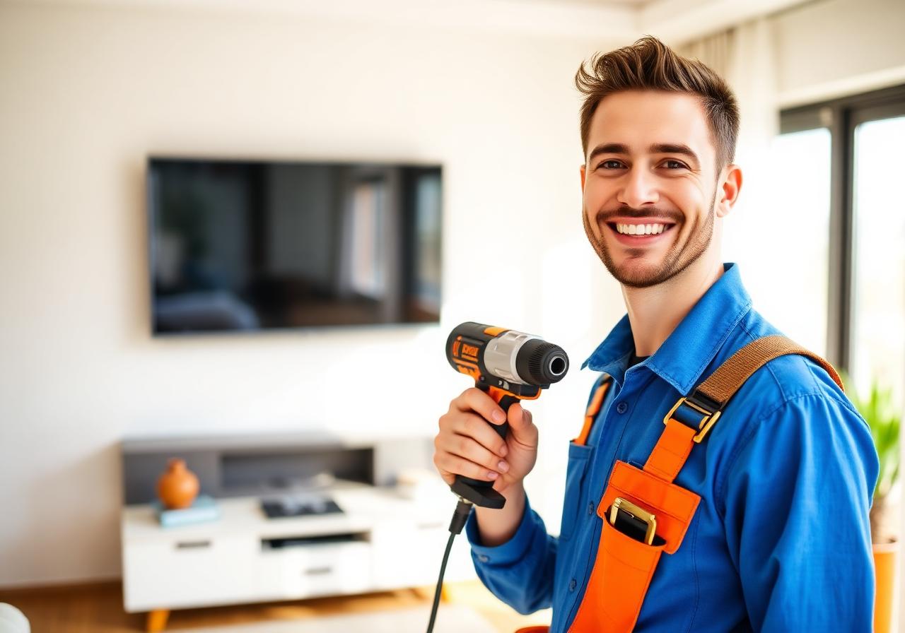 Profissional verificado realizando instalação em casa